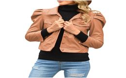 Women039s Jackets Slim PU Faux Leather Jacket Women Classic Moto Biker Autumn Winter Lady Sevenquarter Sleeve Streetwear Mante9770008