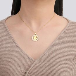 Vintage Pregnant Women Baby Stainless Steel Necklace Zircon Gold Color Round Pendant Jewelry Valentines Mother S Day Gift