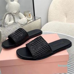 square open toe women flat slippers runway classic brand designer 2024 summer new style braid flat with outside walking vacation beach female flip flops