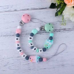 Pacifier Holders Clips# Ins Customized English Alphabet Personalized Name Nipple Chain Pliers Dummy Brackets Baby Teeth Toy Chewing Gifts d240521