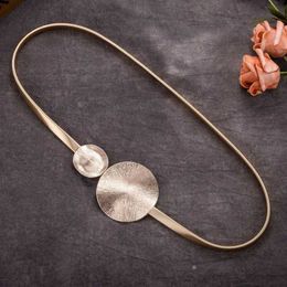 Other Fashion Accessories Elastic metal waistband for clothing metal silver gold Coloured womens waistband elastic tight womens round leaf buckle women J240518