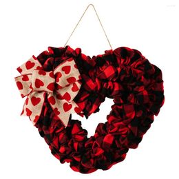 Decorative Flowers Valentine's Wreath Heart Hanging Wedding Garland Day Heart-shape Decoration Polyester