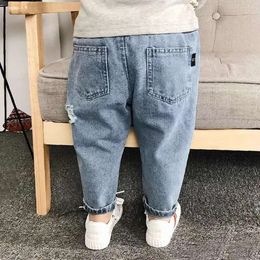 Boys Casual Children Denim Ripped Kids Trousers Toddler Girl Fall Clothes 2 3 4 5 Years Baby Harem Pants Baggy Jeans