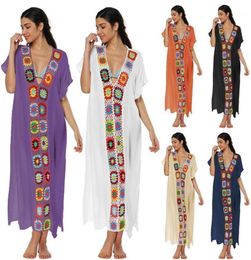 Beach Cover Up Long Dress Robe Plage Women Tunic Sarong Bikini Swimsuit Overall Blouse Sexy Party Y Casual Dresses8413130