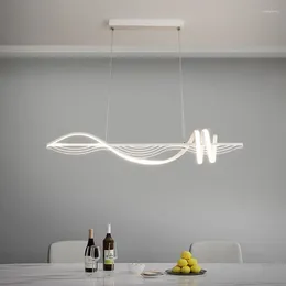 Chandeliers Modern Minimalism LED Pendant Lamp For DiningRoom Kitchen Bar Black Curve Chandelier Design Hanging Light Creative