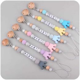 Pacifier Holders Clips# Personalised name baby pacifier clip silicone crown BPA no dummy soft cushion clip chain tooth toy newborn accessories d240521