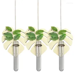 Vases Hydroponic For Plants Wooden Leaf Design Propagation Tubes Test Tube Flowers Wall Mount Planter Plant