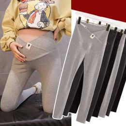 Maternity Solid Colour Leggings Low-Waist Across Design Skinny Pants Clothes For Pregnant Women Autumn Pregnancy Trousers L2405