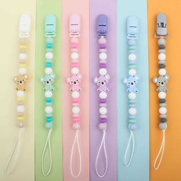 Pacifier Holders Clips# Baby pacifier Chian clip Koala silicone beads anti loss Nipple stand baby dental dummy stand baby chewing gift accessories d240521