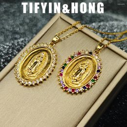 Pendants Round Virgin Gold Pendant Necklace Set With Diamond Women's 2024 Premium Edition Anniversary Gift