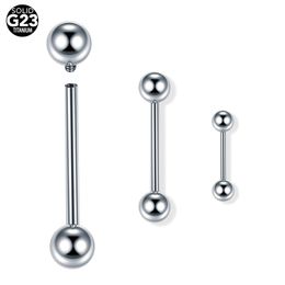 1Pc G23 Titanium Internally Threaded Tongue Piercing Industrial Barbell Ring Nipple Bar Ear Tragus Piercing Body Jewellery 16G 14G