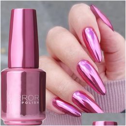Nail Polish 12 Colours Mirror Long-Lasting Quick-Drying Metallic Sier Purple Rose Gold Is Not Peelable Nails Decoration Drop Delivery Dh0D5