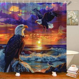 Shower Curtains Eagle Curtain Ocean Waves Animals Creative Bird Oil Painting Art Modern Polyester Fabric Bathroom Decor