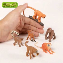 Novelty Games 6Pcs Simulation Wild Animal Toy Plastic Action PVC Model Baboon Monkey Figures Collection Doll Toy for children Educational Gift Y240521