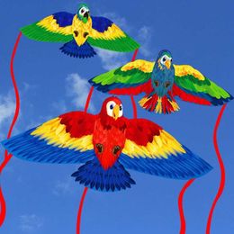 Kite Accessories 1 large parrot kite cartoon animal kite Coloured long tail kite toy development for parents and children education toy outdoor WX5.21