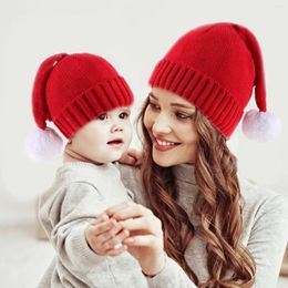 Berets Kid Santa Hat Christmas Beanie Party Red Knitted Stocking Hats Cap For Adult Women Men