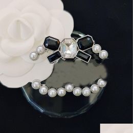 Pins Brooches Classic Designer Pearl Women Fashion Brand Uni Double Letter Crystal Brooche Pin Brooch Jewellery Party Accessories Drop D Otwt8