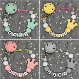 Pacifier Holders Clips# Customized name silicone baby pacifier clip personalized colored chain teeth free of bisphenol A Abacus dummy gift d240522