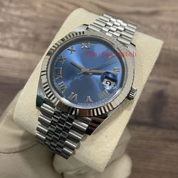 2022 Clean Factory watch 904L 41mm Stainless Steel Automatic 3235 Movement Blue roma dial Men WatchES Jubilee Fluted Bezel Men's W 195W