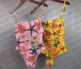 Cartoon Pattern Womens One Piece Swimwear Shoulder Ladies Sexy Bikinis Summer High Qulity Women Swim Swimsuit1214631