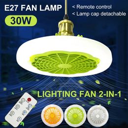 30W dimmable ceiling fan light E27 with remote control LED modern bedroom decoration electric fan ventilation light 85-265V240513