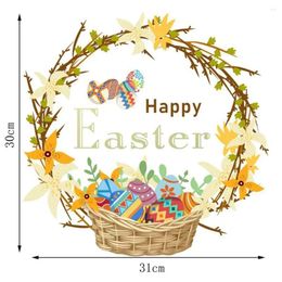 Wall Stickers Happy Easter Sticker Home Decor Living Room Window Decal Wreath Kids Glass Egg F0Q7