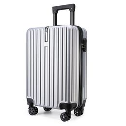 New 20-inch Children's Suitcase, Large Capacity, Student Suitcase, Business Striped Trolley Case, Simple Style Boarding Suitcase