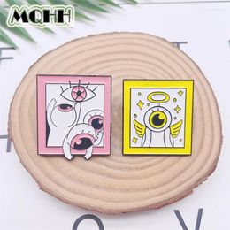 Brooches Creative Geometric Frame Character Angel Enamel Pins Personalized Eyes Baby Fun Alloy Brook Badge Punk Jewelry Accessory Gift