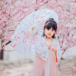 Children Mini Chinese Style Hanfu Photography Girl Ancient Dance Decorative Ceiling Silk Fabric Umbrella ZB214 L2405