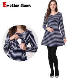 Emotion Moms Cotton Spring Long Clothes Lactation Top Aheeding Tops per donne in gravidanza T-shirt di maternità L2405