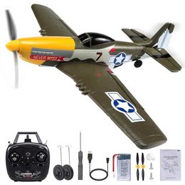 Aircraft Modle New P51D Mustang RC aircraft 2.4G 4CH 6-axis 410MM wingspan EPP foam one button pneumatic remote control warfighter toy S5452138