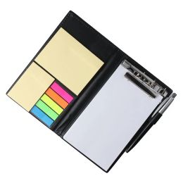 1pcs Memo Notepad with Pen Set Sticky Notes Rainbow Index Stickers Office School Leather Look Design Office and Teacher Gift