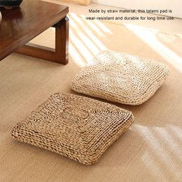 Hand Woven Seat Cushion Square Shape Straw Futon Tatami Pad Thicken Japanese Style Mat for Meditation 30X30CM 240521