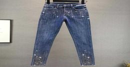 plus size 4XLFashion diamond feet jeans women spring autumn high waist drilling skinny pencil jeans3140911