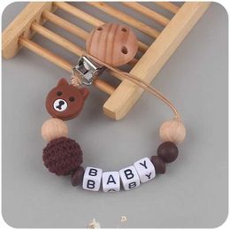 Pacifier Holders Clips# New Baby Personalized Name Handmade Nipple Clip Cartoon Dummy Nipple Support Chain Silicone Baby Teeth Toy Gift d240521