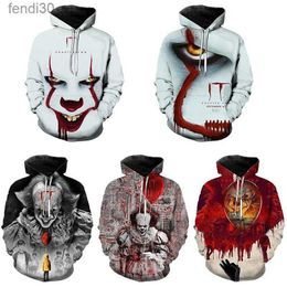 Mens Hoodies Sweatshirts Arrival It Chapter Two Movie Pennywise Clown Stephen King 3d Hoodie Men Fashion Personaity Hip Hop Cool Pullover 1A6F