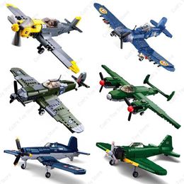 Aircraft Modle Sluban Military World War II Aircraft Soviet TU-2 Bomber BF 109 Fighter Building Blocks Army Soldier Classic Model Toys s2452089