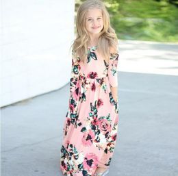 Toddler Kids Baby Girl Party Floral Printing Long Sleeve Maxi Dress Sundress Summer Girls Dress Summer Baby Clothing2191784