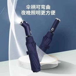 Umbrella With Led Light Rotatable Handle Flashlight Windproof And Rainproof Sturdy Durable Sunny Rainy 240514
