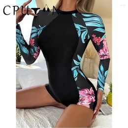 Women's Swimwear CPUTAN 2024 One Piece Swimsuit Floral Women Sport Backless Push Up Swimming Suit For Print Surfing Bathing