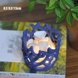 Candle Holders Resin Coral Candlestick Cup Holder Table Lamp Lights Decoration (Ramdom Colour LED Shell Light)