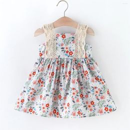 Girl Dresses Summer Dress Flower Sling Lace Sweet Princess Birthday Party Print (0-3 Year Old Girl)