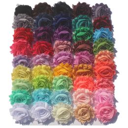 10y/lot 2.5" Shabby Chiffon Flowers for Baby Girls Headbands Chiffon Frayed Flower Lace for Kids Hair Clothes Shoes Sandals Sewing Accessories