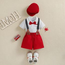 Clothing Sets A Boys Formal Outfit Infant Gentleman Clothes Toddler Short Sleeve Romper Shirt Shorts Bow Tie Suspender Suit Set