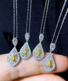 Charm Topaz Diamond Pendant 925 Sterling Silver Wedding Pendants Necklace For Women Party Choker Jewelry7612414