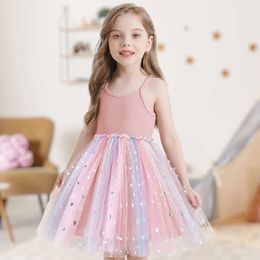 Summer for Baby Girls Rainbow Tutu Sling Tulle Kids Birthday Wedding Party Princess Dress Children Casual Clothes 1-5 Yrs