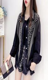 Spring autumn Denim Jacket Coat Women Rivet Tassel Chain Short Coats Woman Loose black Coats Long Sleeve vintage Outerwear 2010065351828