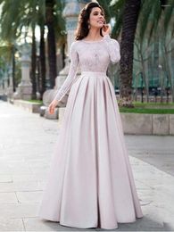 Party Dresses 2024 Evening Long Sleeves Lace Appliques Saudi Arabic Elegant Muslim Formal Gowns