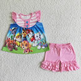 Flutter manga Camisa de cães fofos shorts rosa meninas roupas de verão