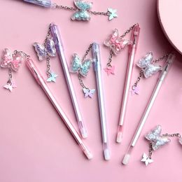 36PCS Korea Butterfly Pendant Gel Pen Cute Student Examination Signature Pen Pendant Pen Stationary Office Accessories 240520